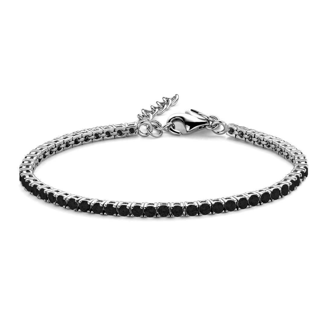 Tennisarmband mit Zirkonia schwarz 3mm in Silber