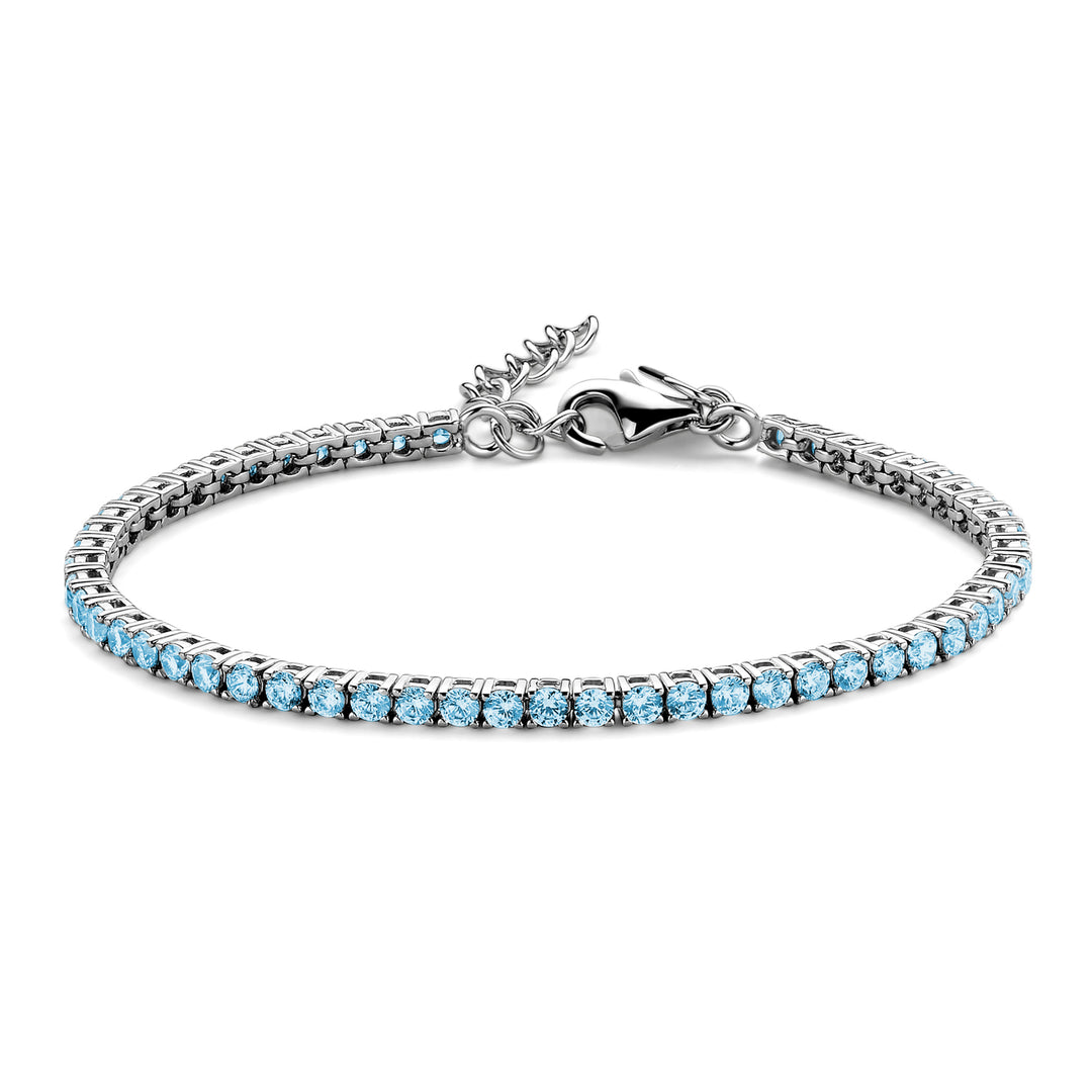 Tennisarmband mit Zirkonia hellblau 3mm in Silber