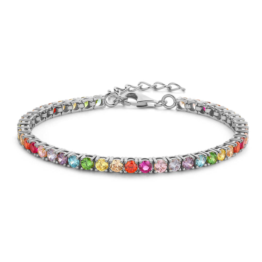 Tennisarmband mit Zirkonia multicolor 3mm in Silber