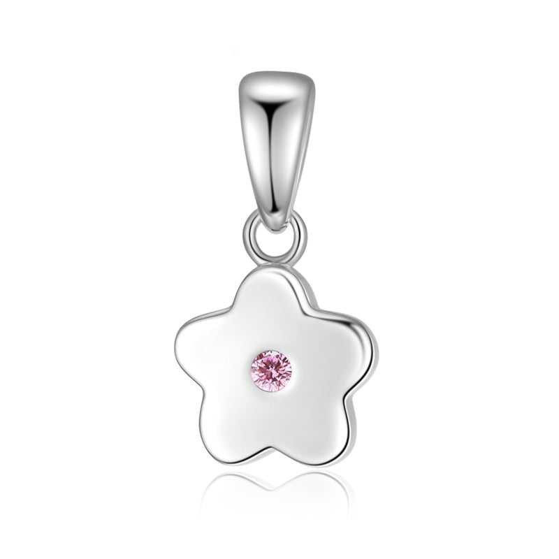 Anhänger Blume mit Zirkonia pink in Silber