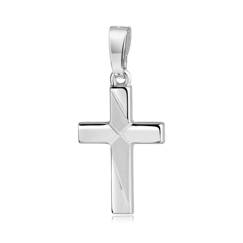 Anhänger Kreuz glanz/matt/diamantiert aus Silber