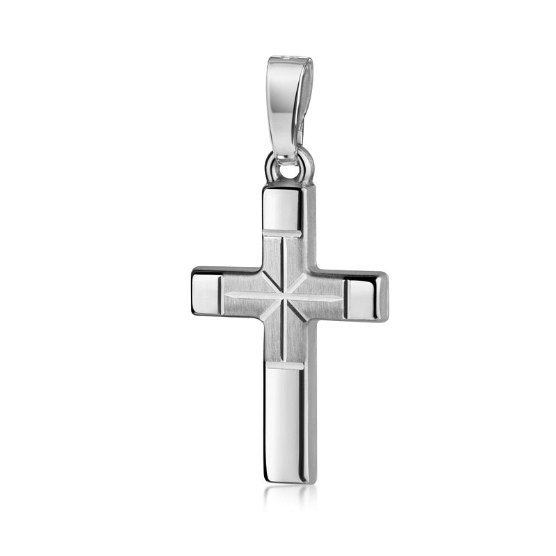 Anhänger Kreuz glanz/matt/diamantiert aus Silber