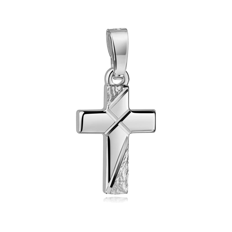 Anhänger Kreuz glanz/strukturiert/diamantiert aus Silber