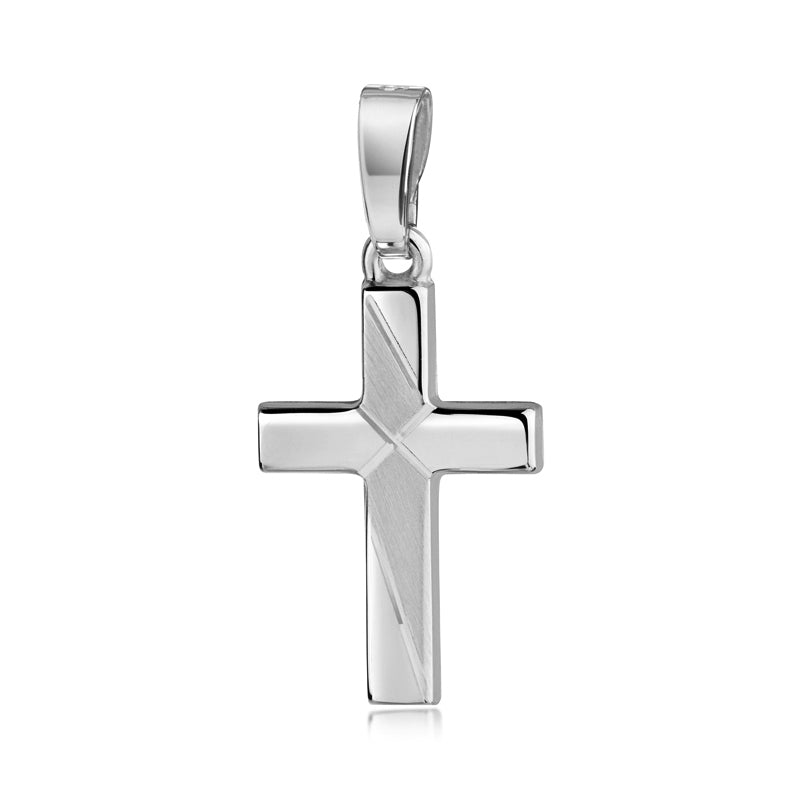 Anhänger Kreuz glanz/matt/diamantiert aus Silber