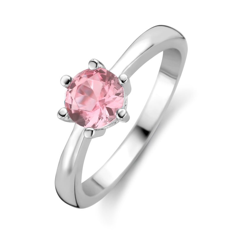 Damenring mit Zirkonia light pink in Silber