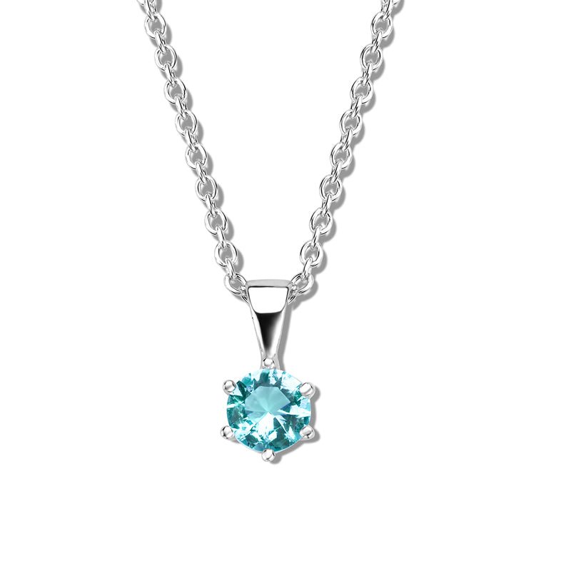 Collier mit Zirkonia light blue in Silber