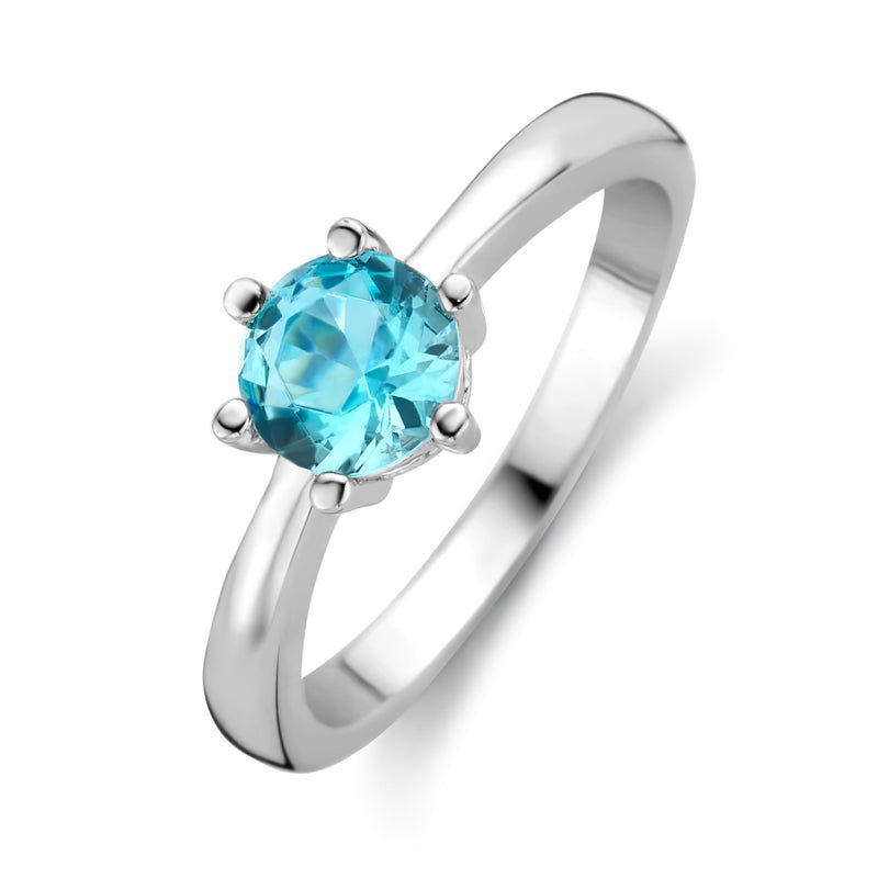 Damenring mit Zirkonia light blue aus Silber