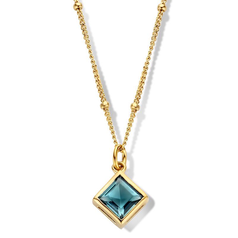 Collier mit Kristall in London Blue vergoldet