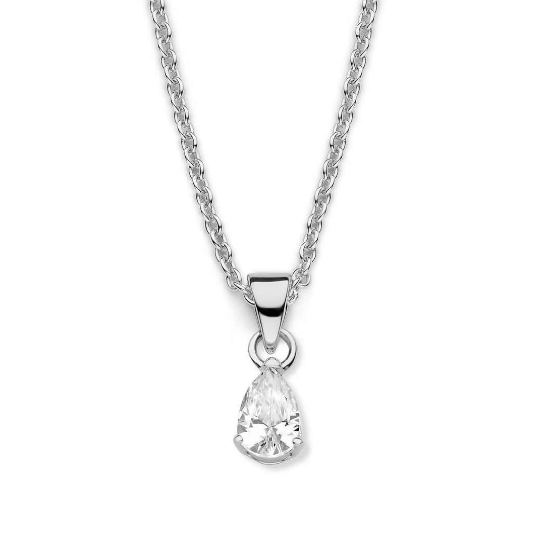 Collier mit Zirkonia in Topfenform aus Silber