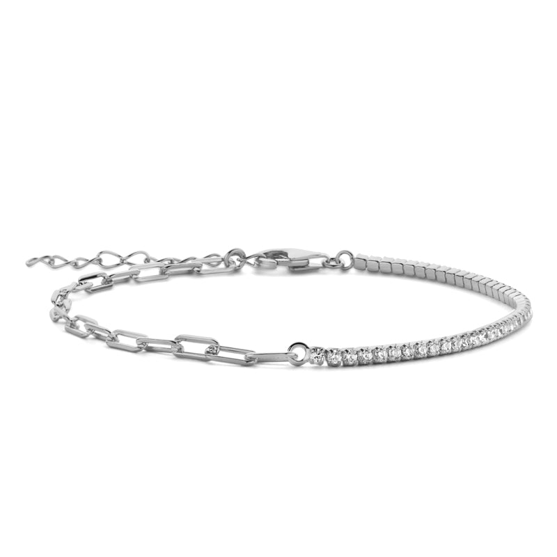 Armband halb Tennisarmand mit weißen Zirkonia in Silber