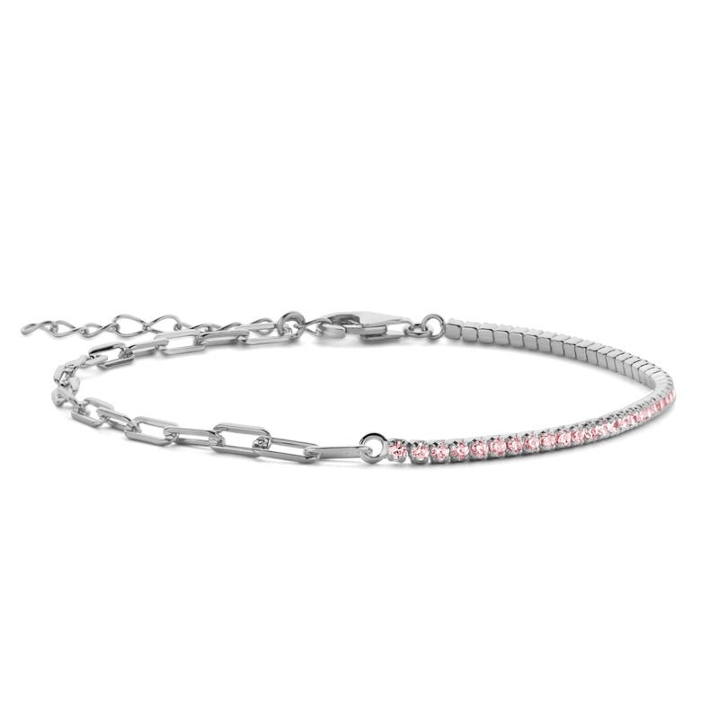 Armband halb Tennisarmand mit Zirkonia in rosa aus Silber