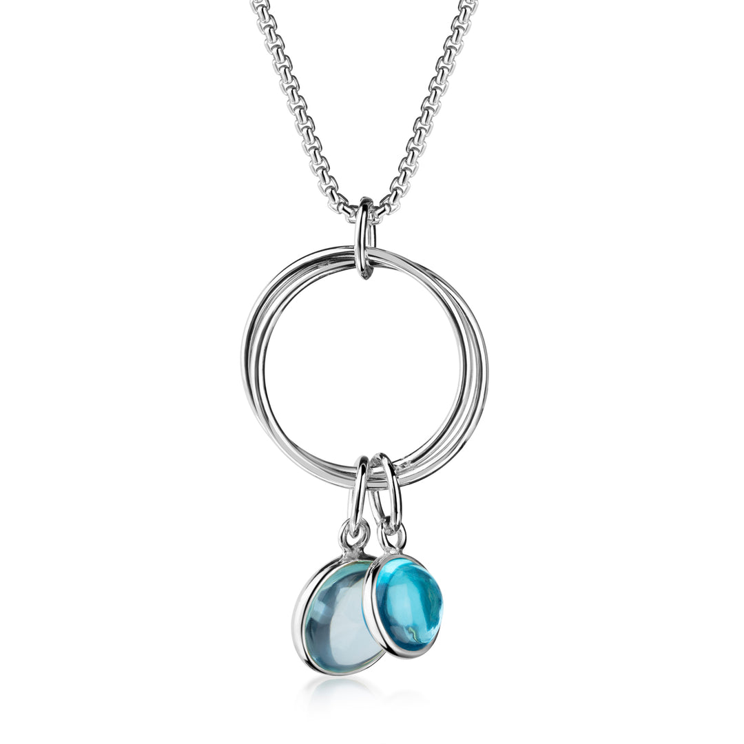 Collier mit blauen Quarz Cabochon aus Silber