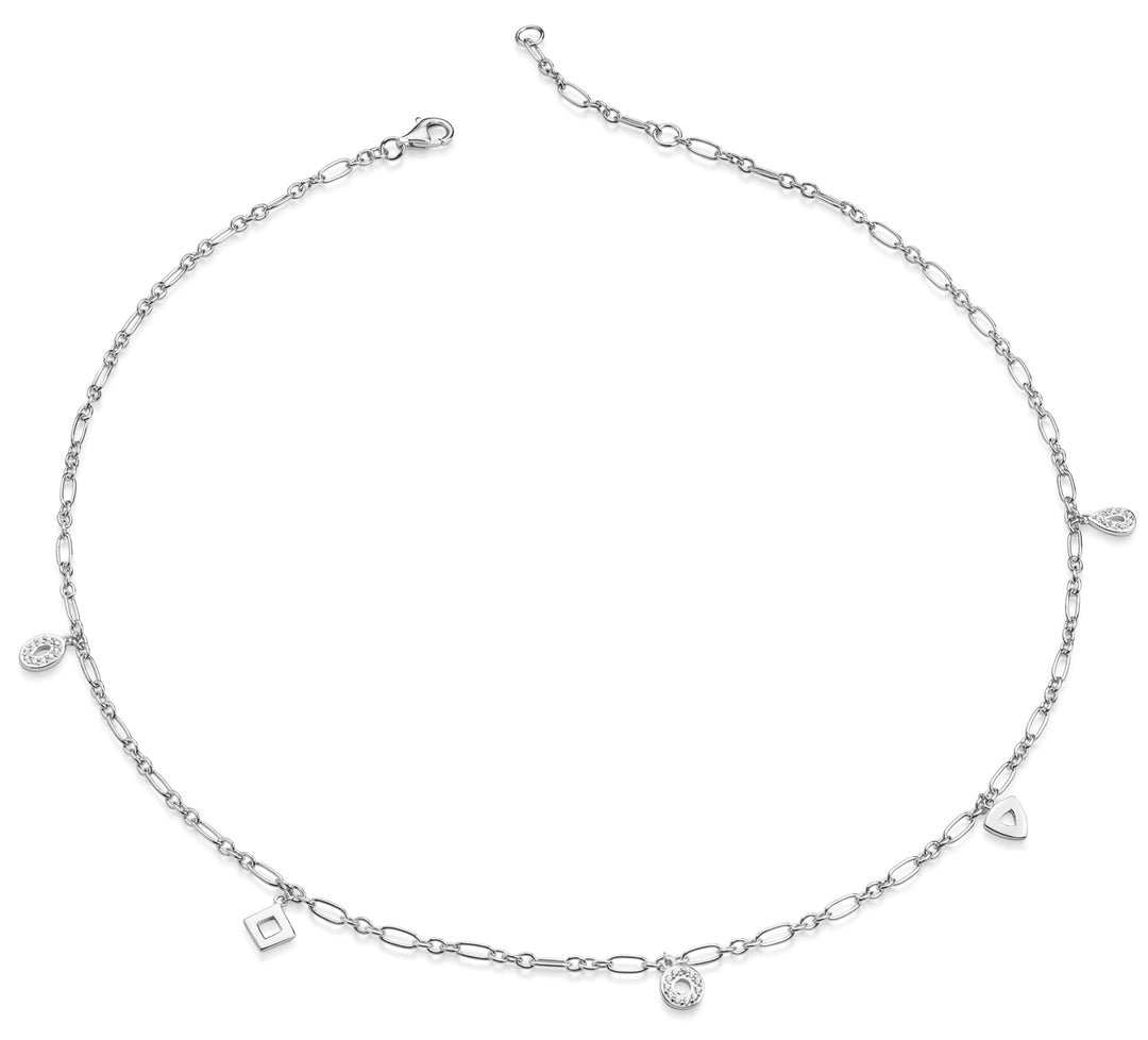 Collier mit 5 Anhänger und 30 Zirkonia aus Silber