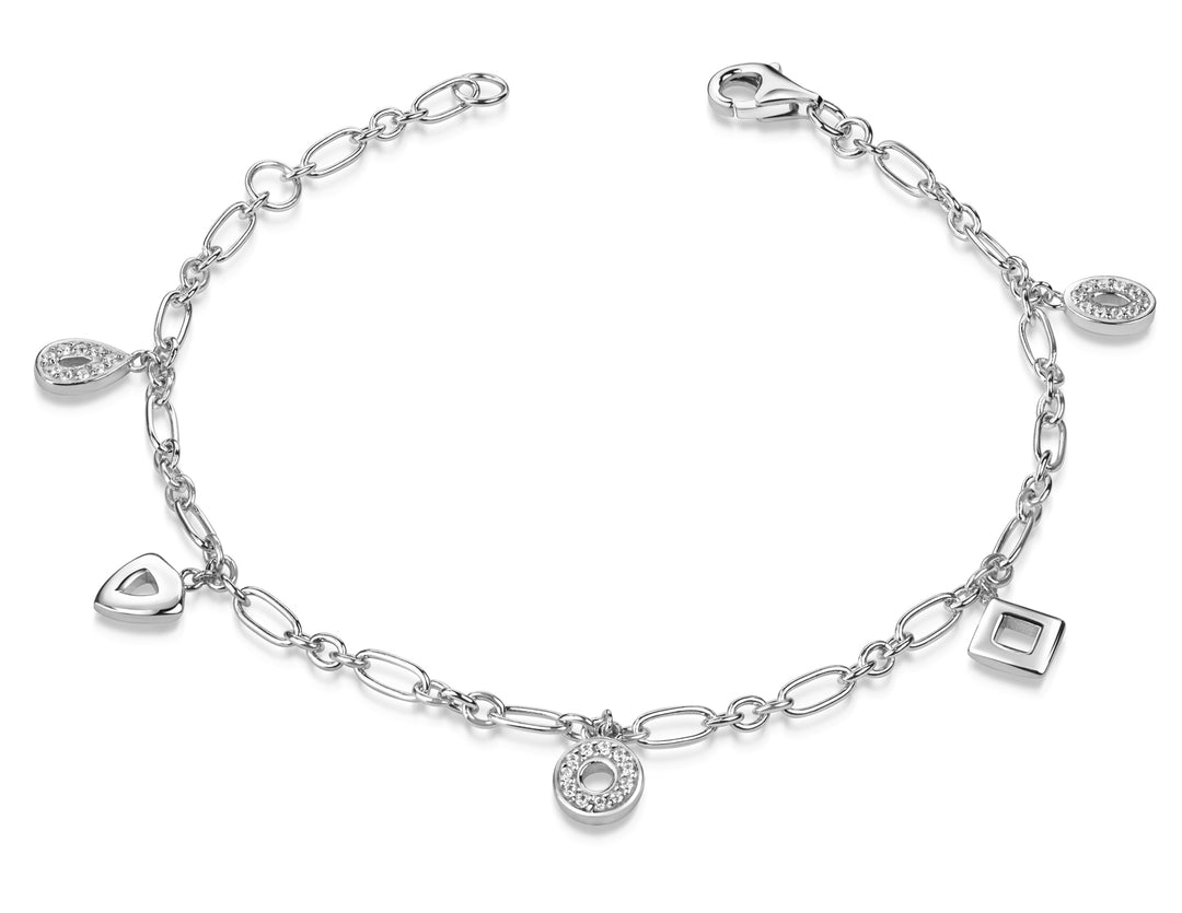 Armbänd mit 5 Anhänger und 30 Zirkonia aus Silber