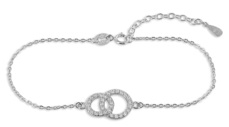 Armband Doppelkreis mit 31 Zirkonia aus Silber