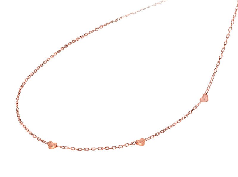 Collier mit 3 Herzen roségold