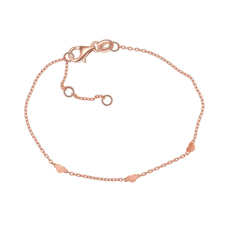 Armband mit 3 Herzen aus Silber rosé vergoldet