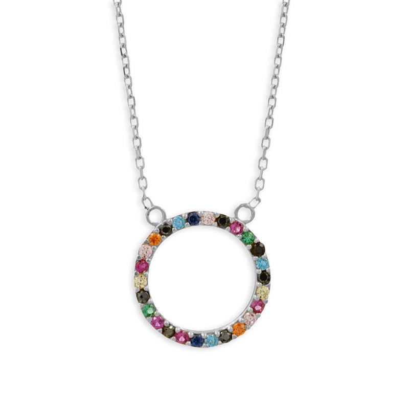 Collier mit 26 bunte Zirkonia aus Silber