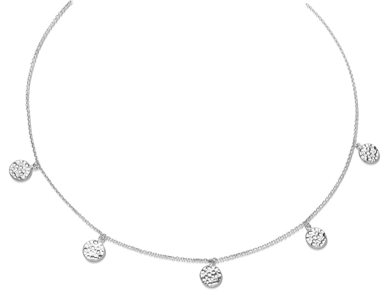 Collier mit 5 Plättchen gehämmert, aus Silber