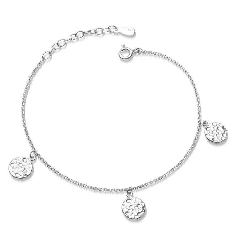 Armband mit 3 Plättchen Hammerschlag aus Silber