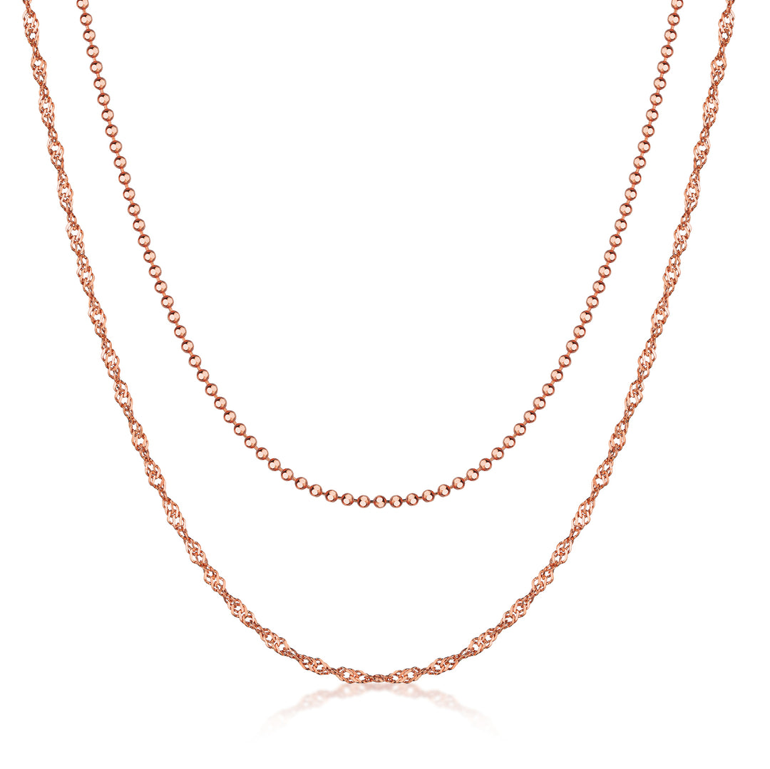 Collier in Layer-Optik Singapur/Kugelkette rosé vergoldet