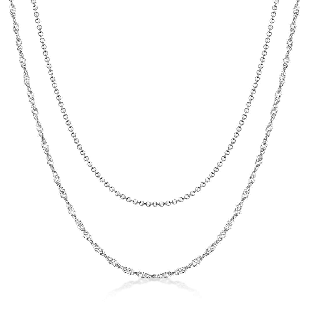 Collier in Layer-Optik Singapur/Kugelkette aus Silber