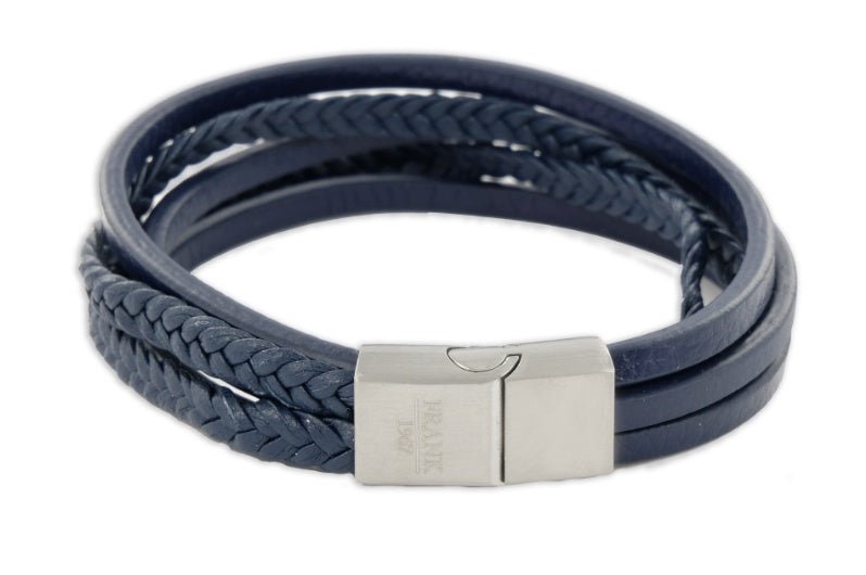 Armband Echt Leder blau 5-rhg.