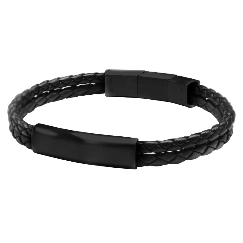 Armband Echt Leder schwarz