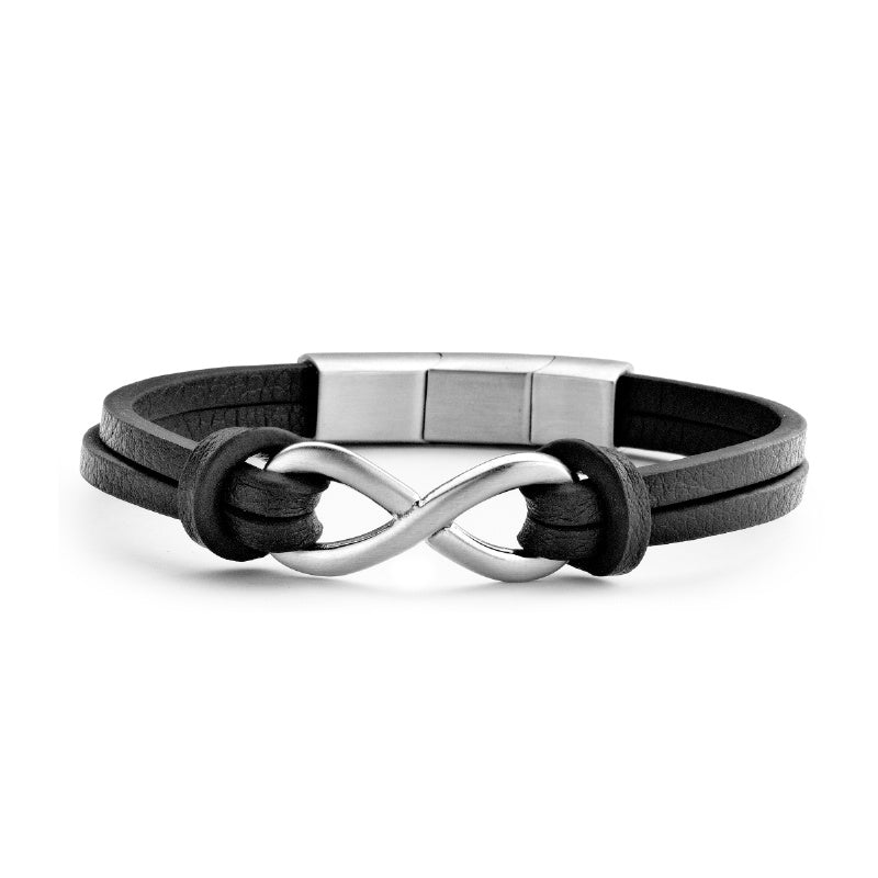 Armband Infinity Echt Leder schwarz