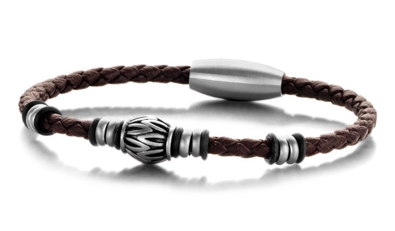 Armband Echt Leder braun Beads