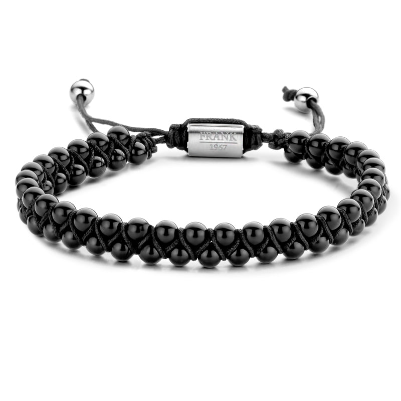 Armband 2-rhg. aus schwarzem Achat