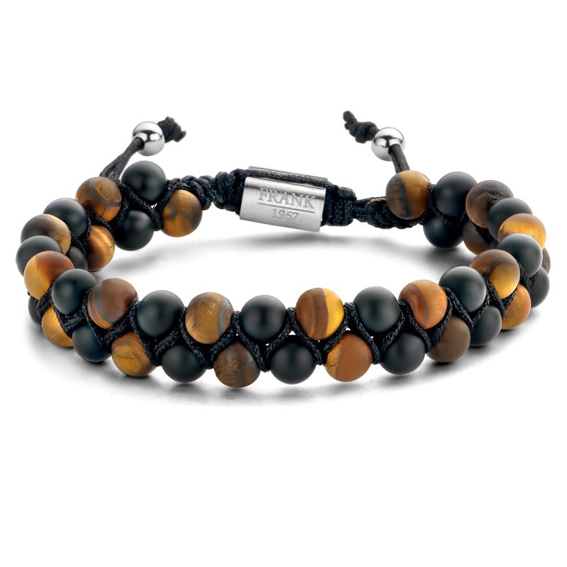 Armband 2-rhg. Tigerauge/Achat schwarz