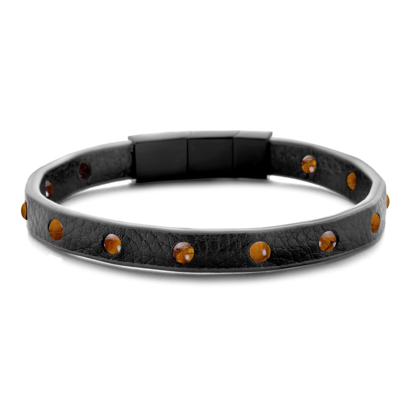 Armband Echtleder braun mit Tigerauge