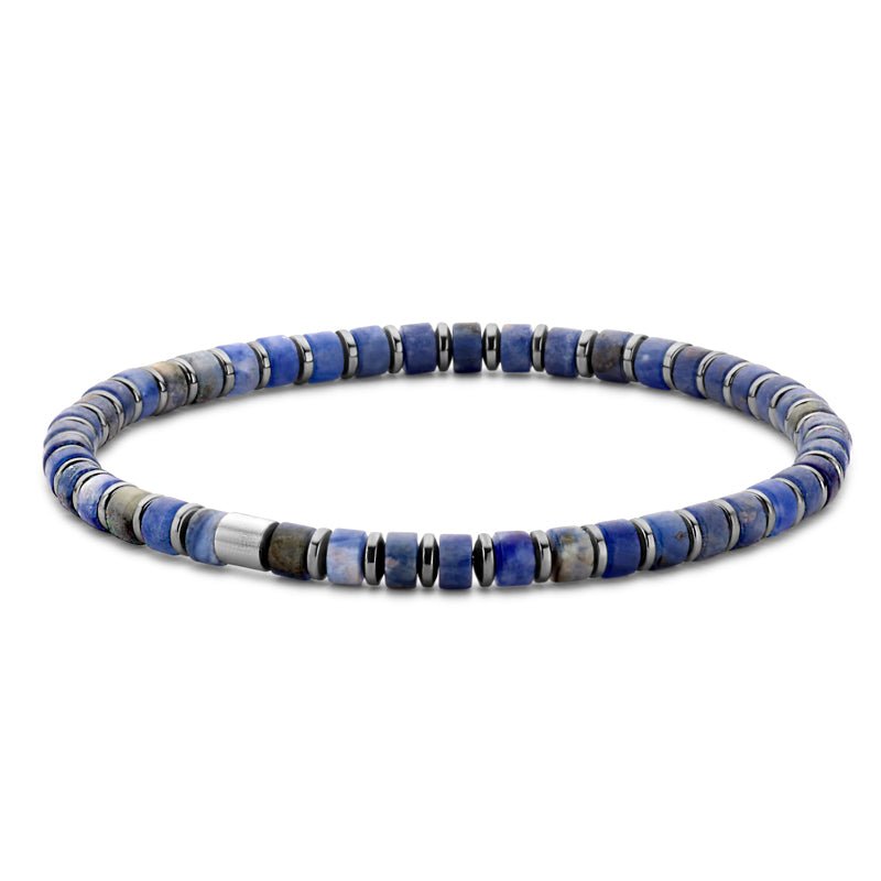 Armband mit Hämatit Scheiben und blauer Sodalith Perlen