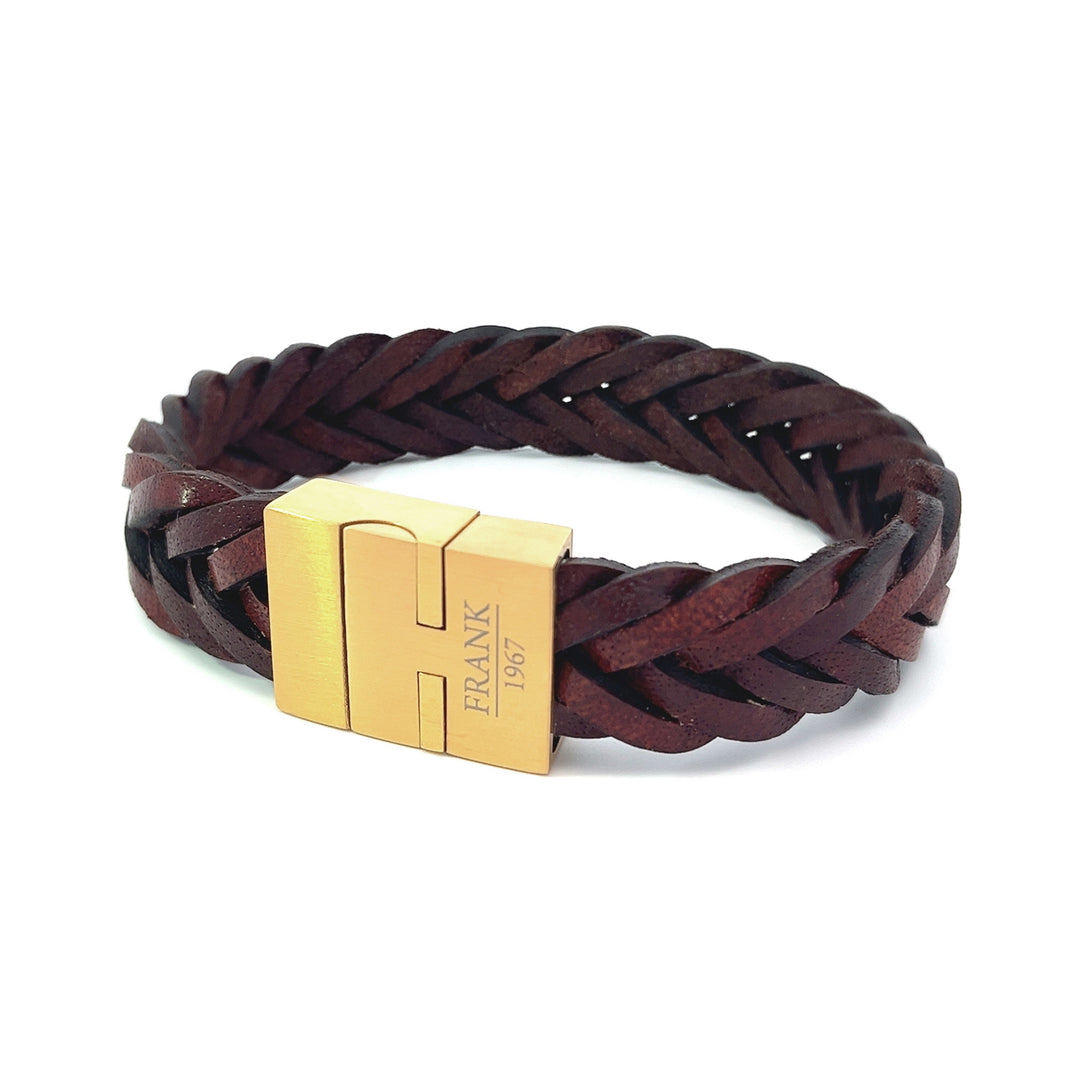 Armband Echt Leder braun aus Edelstahl