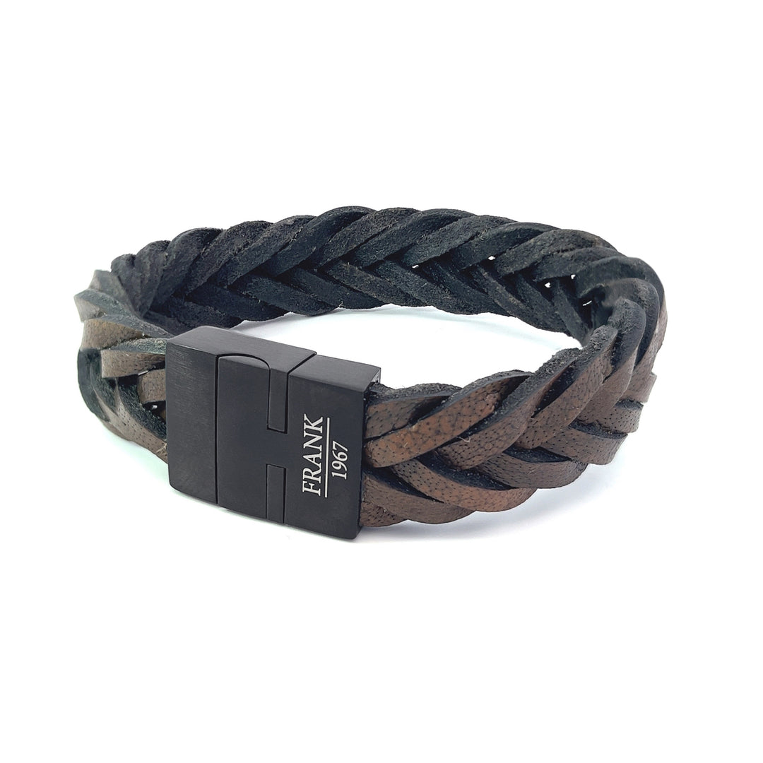 Armband Echt Leder braun mit Edelstahl