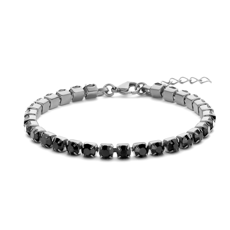 Armband mit Zirkonia schwarz aus Edelstahl