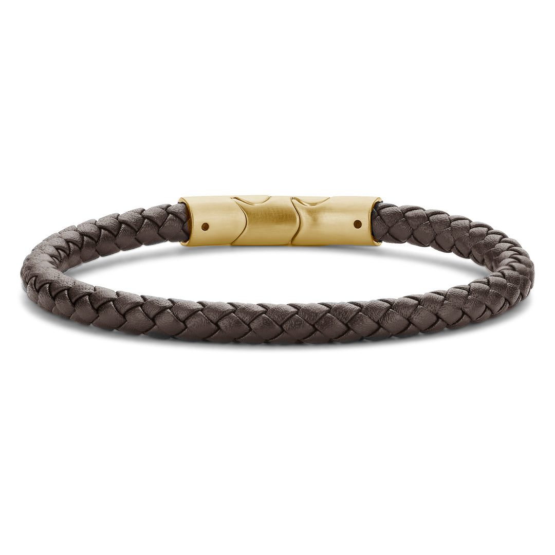 Armband Echt Leder braun 6mm breit aus Edelstahl IPG