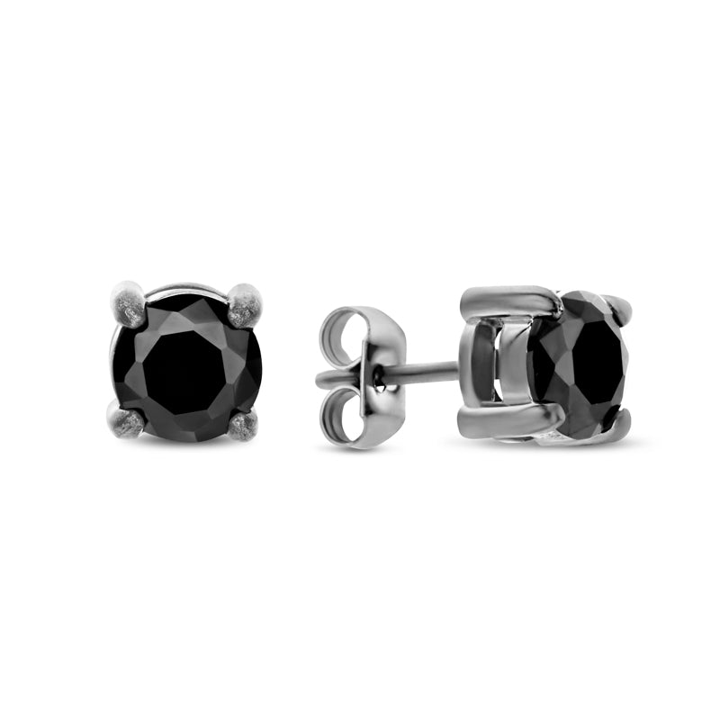 Ohrstecker Zirkonia schwarz Ø 6mm Edelstahl