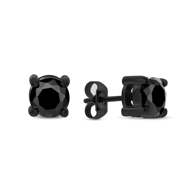 Ohrstecker Zirkonia schwarz Ø 6mm aus Edelstahl IPB