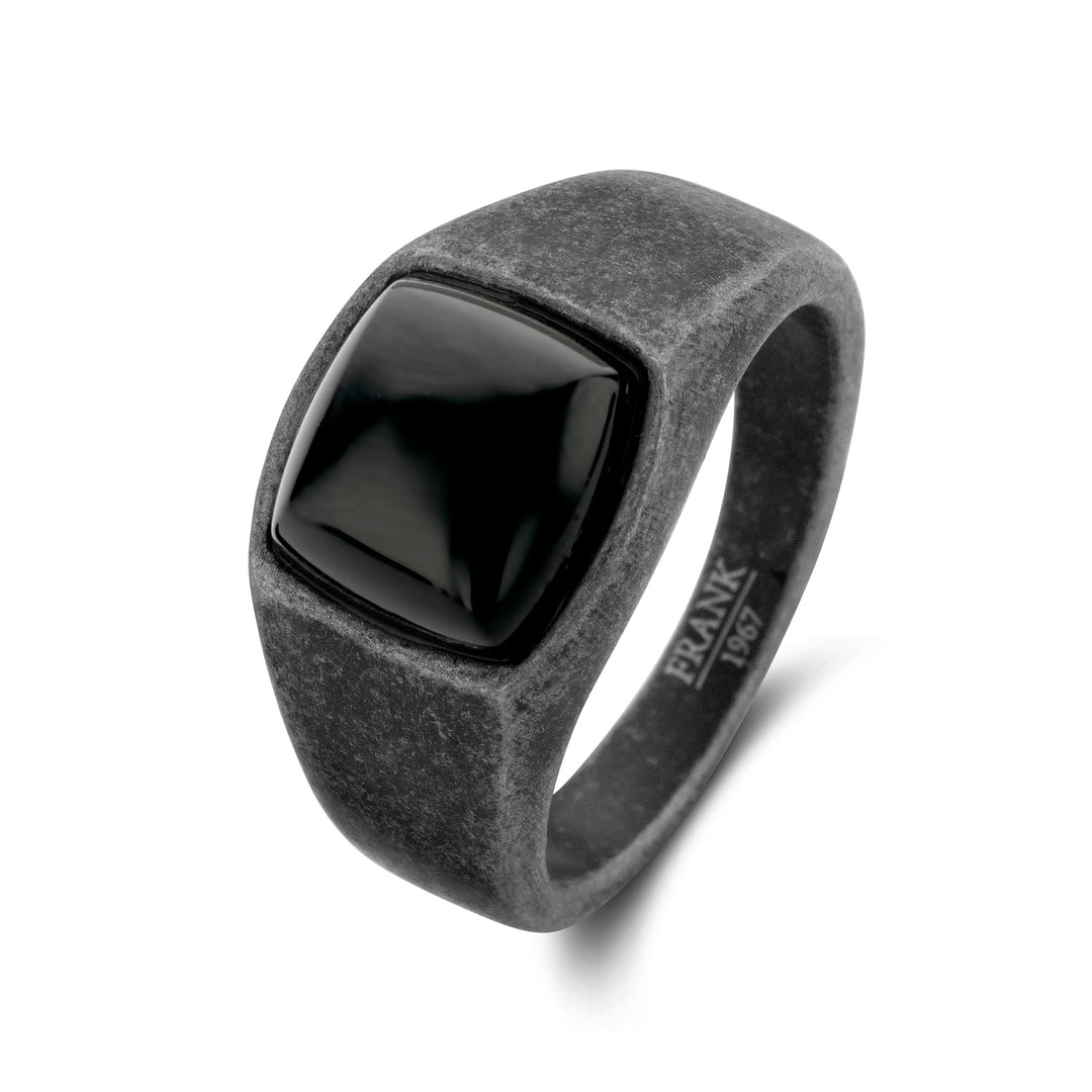 Ring mit schwarzen Stein aus Edelstahl