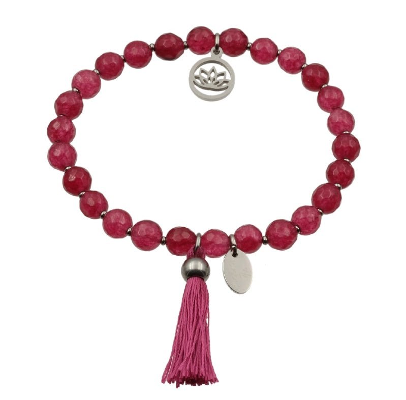 Armband Jade pink mit Edelstahl