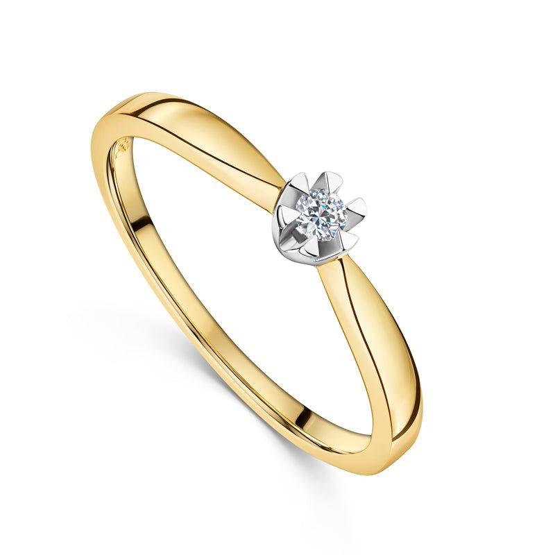 Damenring mit Brillant 0.05 kt. aus Gelbgold