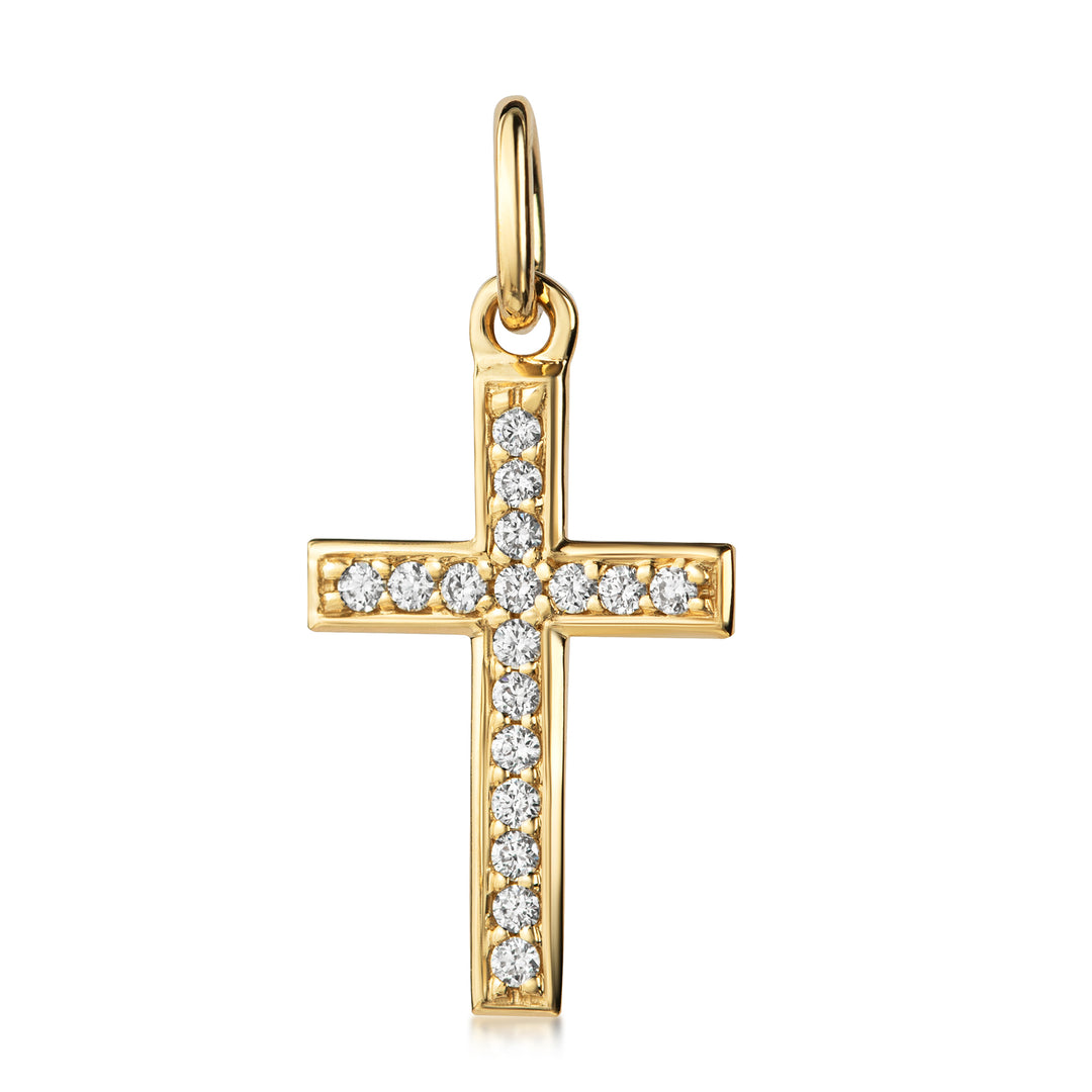 Anhänger Kreuz mit Brillant 0.08 kt. aus Gelbgold