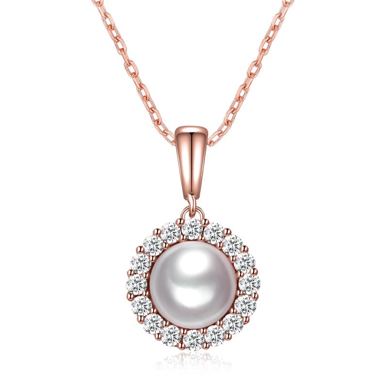 Collier mit SWZP und 16 Zirkonia aus Silber rosé vergoldet